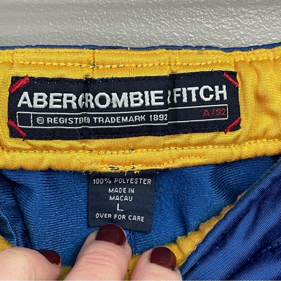 VINTAGE Y2K ABERCROMBIE & FITCH blue yellow track pants Large Athleisure - Picture 7 of 16